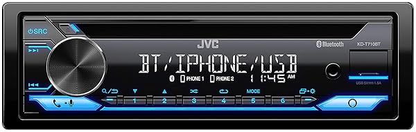 JVC KD-T710BT: Bluetooth Car Stereo with CD, USB, AUX, AM/FM & Alexa Voice Control - High Power Sound & Hands-Free Calling