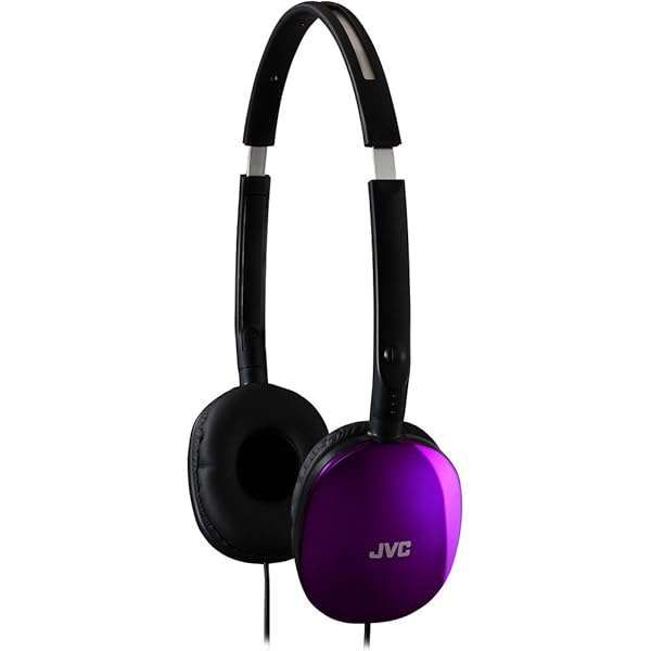 JVC HAS160V Violet Flat Foldable On-Ear Headphones - Colorful, Compact & Gold-Plated Plug