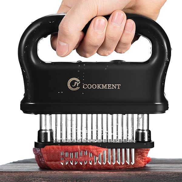 JY COOKMENT Meat Tenderizer: 48 Sharp Needle Blades for Perfect BBQ & Marinade - Essential Kitchen Tool