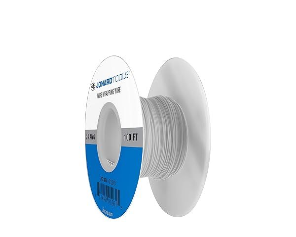 Jonard Tools R24W-0100: 24 AWG White Insulated Kynar Copper Wire Roll - 100 ft Length for Reliable Electrical Projects