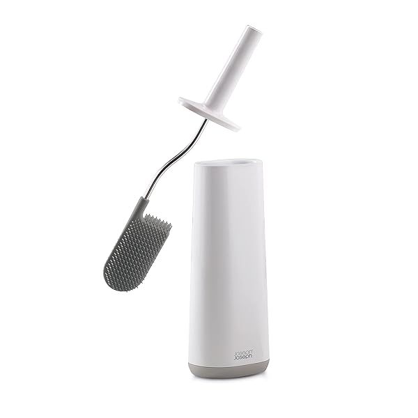 Joseph Joseph Toilet Brush & Slim Holder - Flexible Anti-Drip Design in Grey/White
