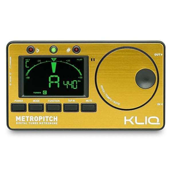 KLIQ MetroPitch: Versatile Metronome Tuner for Guitar, Bass, Violin & Ukulele - Gold Edition
