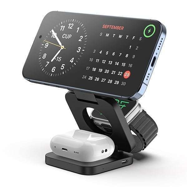 KU XIU X55 3-in-1 Fast Wireless Charger for iPhone, Apple Watch & AirPods - Magnetic & Portable Charging Station