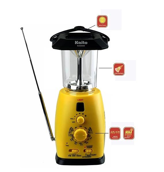 Buy Kaito KA249W Solar/Wind-up LED Lantern with AM/FM NOAA Radio & Phone Charger - Perfect for Camping!