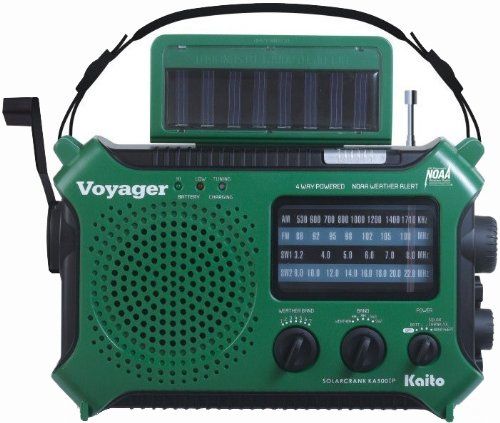 Buy Kaito KA500IP-GRN Voyager Solar/Dynamo Weather Radio & Phone Charger - AM/FM/SW/NOAA Alert, Green