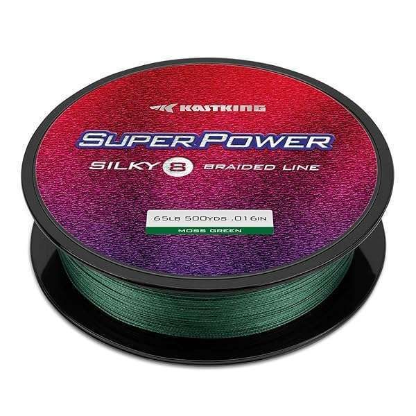 KastKing Superpower Silky8 Braided Fishing Line - 15LB, 150Yds, Moss Green, 8 Strand for Ultimate Strength & Durability
