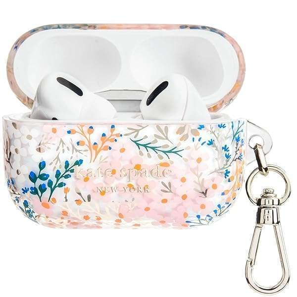 Kate Spade New York AirPods Pro Case - Multi Floral Rose with Keychain, Compatible with 1st & 2nd Gen