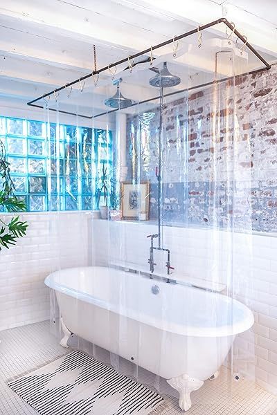 Kent & West PEVA Shower Curtain Liner PVC Free Clear Durable with Metal Grommets 9 Gauge Bottom Magnets 84 W x 72 H Extra Wide