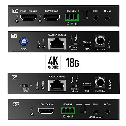 Key Digital KD-X444LP-A: 4K HDMI Extender Set - 70m CAT6, 18Gbps, HDR, HDCP 2.2 for 1080p & 4K Signals