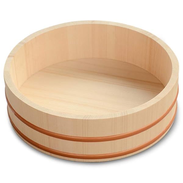 Buy Kichgather 10.6 Inch Wooden Sushi Rice Bowl - Perfect Hangiri Sushi Oke Mixing Tub for Authentic Sushi Making