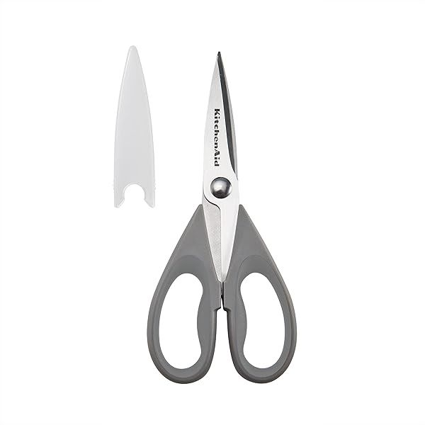 KitchenAid All-Purpose Kitchen Shears - Durable Stainless Steel, Dishwasher Safe, Soft Grip Handle, 8.72 Inch, Gray