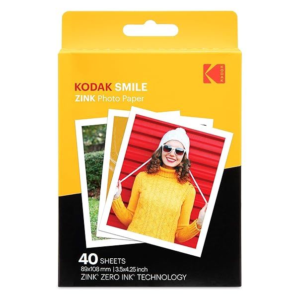Buy Kodak 3.5x4.25 Premium Zink Photo Paper (40 Sheets) for Smile Classic Instant Camera