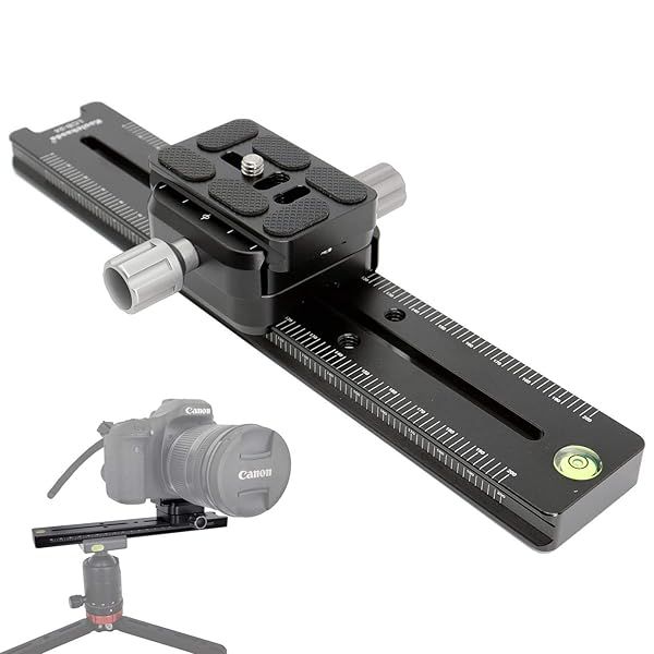 Koolehaoda 240mm Rail Nodal Slide Quick Release Plate Clamp Camera Tripod Bracket Mount Compatible with Arca Swiss, Angle Adjustable for Camera Tripod Ball Head (LCB-24R)