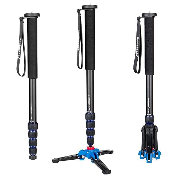 Koolehaoda 65-Inch Professional Aluminium Monopod with Folding Feet Support - K-288+A1 for Stable Photography