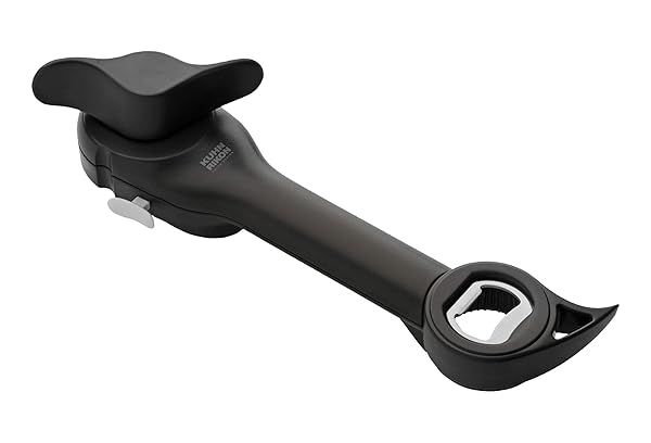 Kuhn Rikon Auto Safety Master Opener: Versatile Can, Bottle & Jar Tool - 9x2.75 inches, Black
