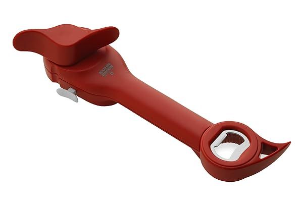 Kuhn Rikon Auto Safety Master Opener: Effortless Can, Bottle & Jar Opening - 9x2.75 inches, Red