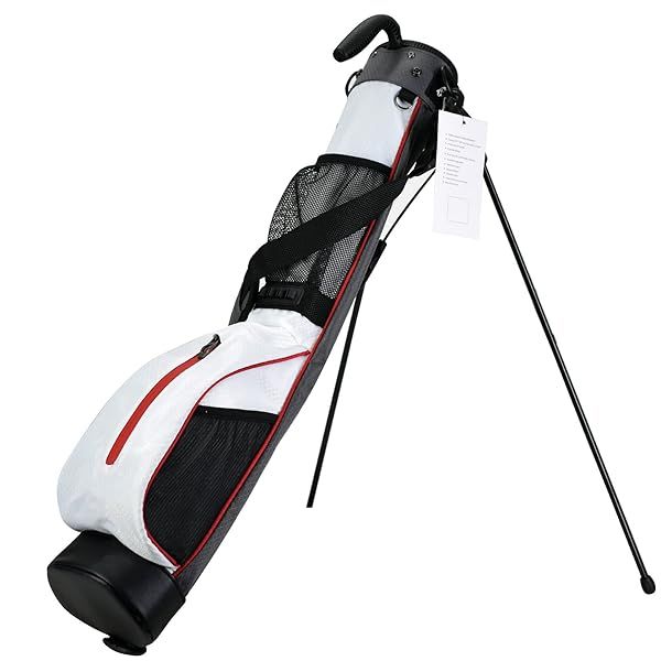 LAISUNTIM Golf Stand Bag - Portable, Waterproof, Durable with 2-Way Divider & Dual Straps for Men & Women (White)