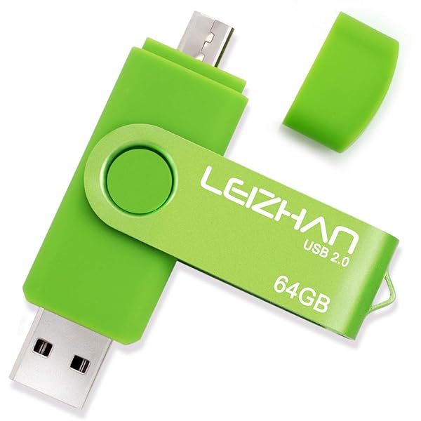 LEIZHAN 64GB USB Flash Drive Micro Pen Drive for Smartphones Samsung Galaxy Xiaomi LG Sony OnePlus HTC Meizu Green