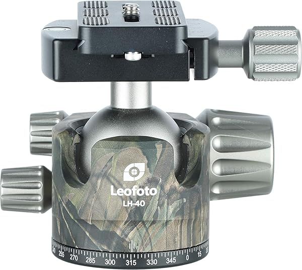 LEOFOTO LH-40 Camo 40mm Low Profile Ball Head Arca RRS Compatible with Independent Pan Lock for Photography