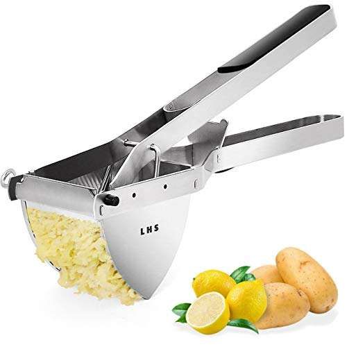 Heavy Duty LHS Stainless Steel Potato Ricer & Masher - Ergonomic, Extra Large, Dishwasher Safe