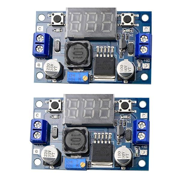 LM2596 DC-DC Step Down Buck Power Converter Adjustable 4-40V Input to 1.25-37V Output with LED Display Pack of 2