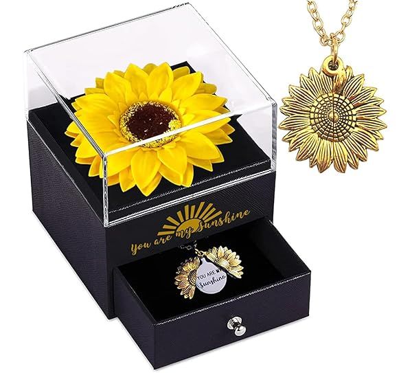 LOGAZOO Artificial Sunflower Necklace Gift for Women - Perfect for Birthdays, Mother's Day & Special Occasions
