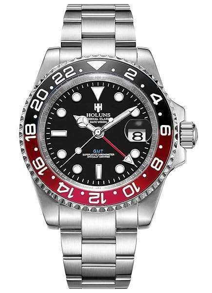 LOREO Men's GMT Automatic Watch: Luxury Waterproof Stainless Steel with Sapphire & Luminous Features