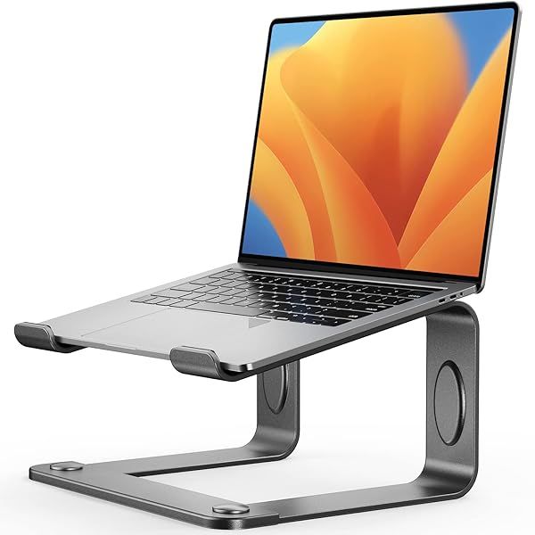 LORYERGO Ergonomic Laptop Stand Riser for 10-15.6 Inch Laptops Space Grey Ideal for Desk Use
