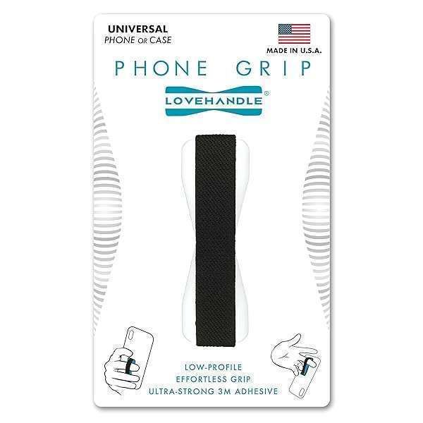 LOVEHANDLE Universal Phone Grip: Black Elastic Strap for Smartphones & Mini Tablets - LH-01 White
