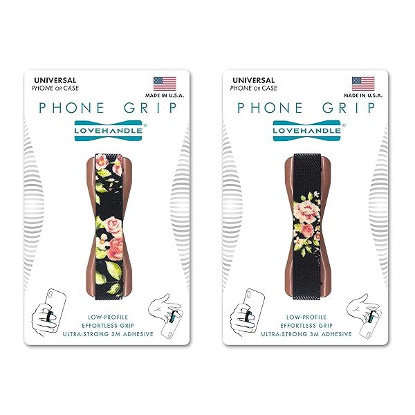 LOVEHANDLE Universal Phone Grip - Vintage Rose Design, Pack of 2 for Smartphones & Mini Tablets