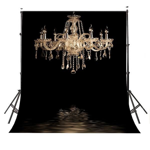 LYLYCTY 5x7ft Luxurious Chandelier Photography Background - Elegant Crystal Black Backdrop for Studio Props & Indoor Decor