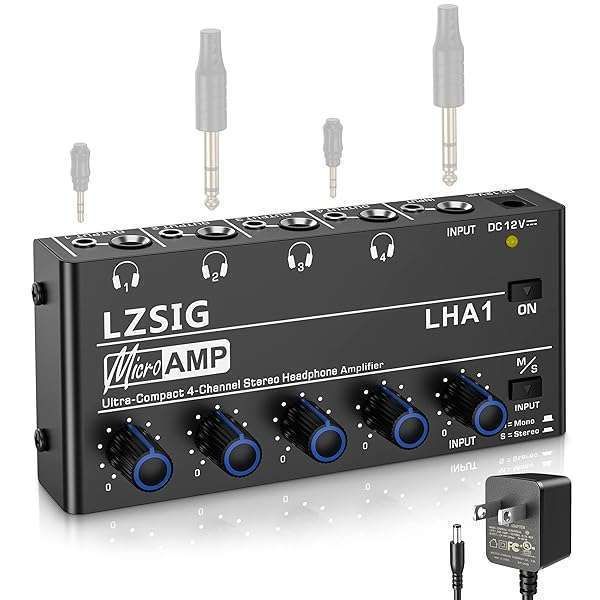 Upgrade Your Sound: LZSIG 4-Channel Headphone Amplifier & Mini Earphone Splitter with Power Adapter