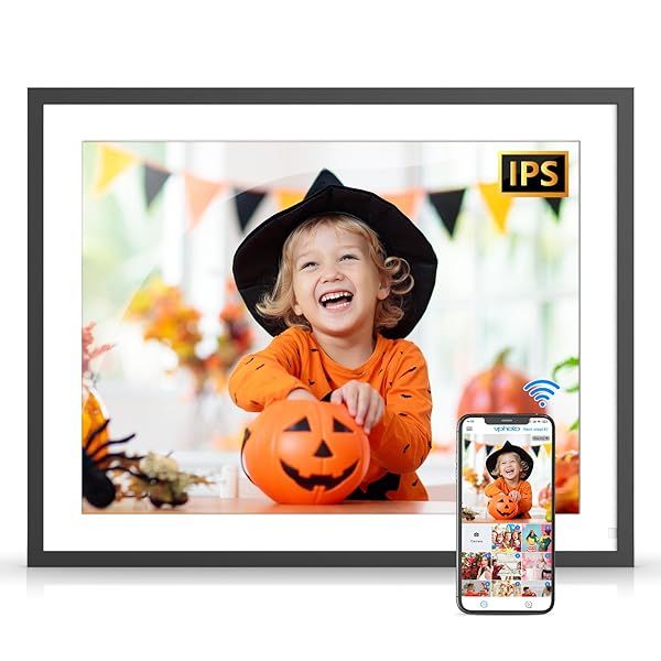 Large 17 Inch Digital Photo Frame Dual Wifi 32GB IPS Touch Screen Share Photos via App Email Perfect Gift for Family and Friends