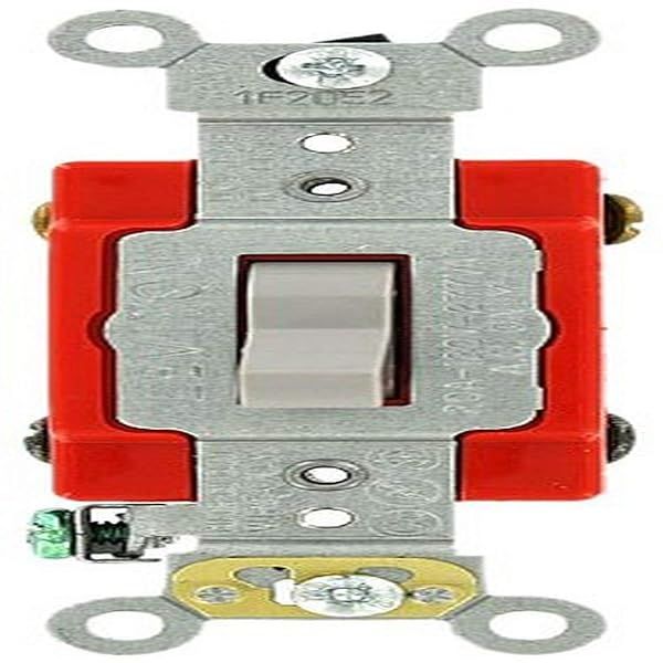 Leviton 1224-2GY 20 Amp 4-Way AC Quiet Switch - Heavy Duty, Self-Grounding, Gray | 120/277 Volt Toggle Switch