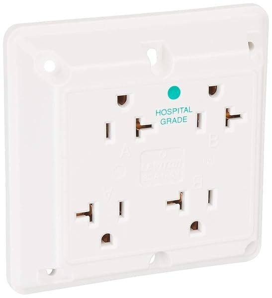 Leviton 21254-HW: 20 Amp Hospital Grade 4-In-1 Receptacle - Heavy Duty, Grounding, Straight Blade, White