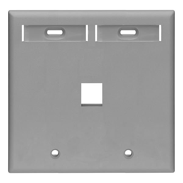 Leviton 42080-1GP 1-Port Dual Gang QuickPort Wallplate with ID Windows, Grey