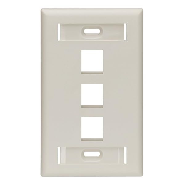 Leviton 42080-3TS QuickPort Wallplate: Light Almond, 3-Port, Single Gang with ID Window