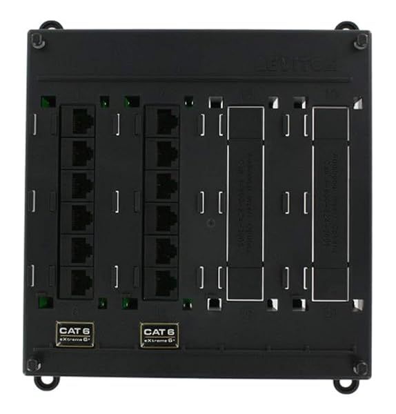Leviton 476TM-612 Twist and Mount Patch Panel: 12 CAT 6 Ports in Black for Efficient Networking