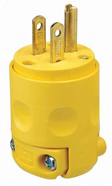 Leviton 515PV 15 Amp Grounding Plug - Durable 125 Volt Yellow Connector for Safe Electrical Use