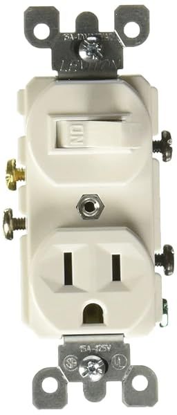 Leviton 5225 Duplex Combination Switch/Receptacle - 15 Amp, 120 Volt, Grounding, White