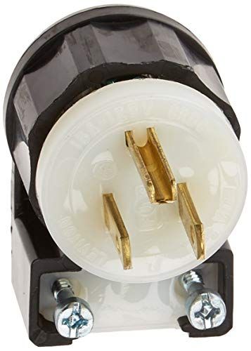 Leviton 5266-CA 15 Amp Angle Plug: Industrial Grade Black-White Straight Blade for Reliable Grounding