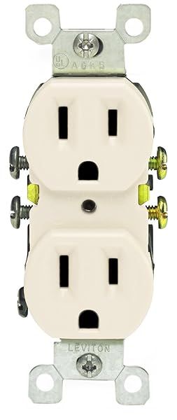 Leviton 5320-TMP Duplex Receptacle 15 Amp 125 Volt - 10-Pack Light Almond for Home Use