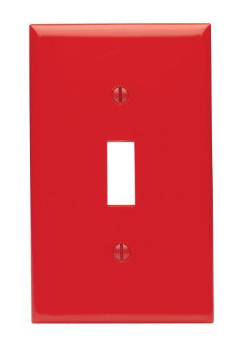 Leviton 80701-R Red 1-Gang Toggle Switch Wallplate - Durable Thermoplastic Nylon, Standard Size