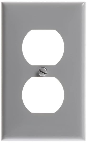 Leviton 80703-GY 1-Gang Duplex Wallplate - Durable Thermoplastic Nylon, Standard Size, Gray