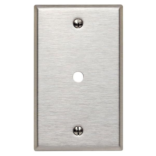 Leviton 84013 1-Gang Stainless Steel Wallplate for Telephone/Cable - Standard Size & Box Mount