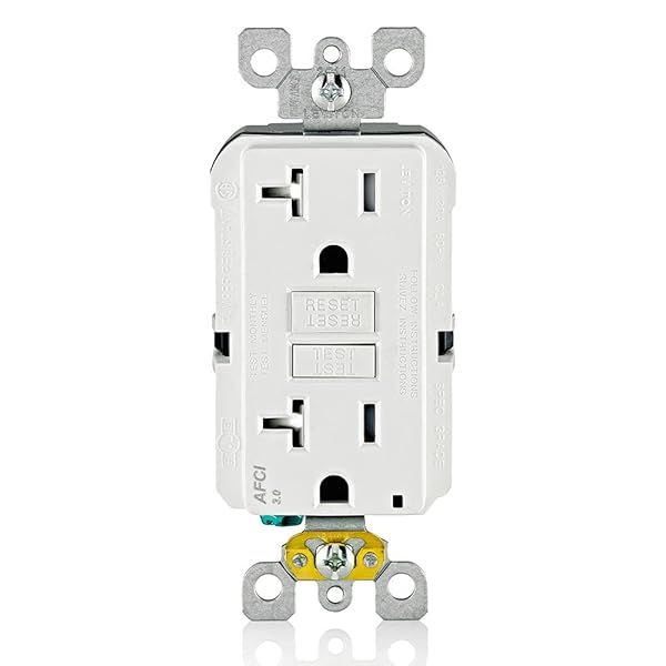 Leviton AFCI Outlet 20 Amp - Self-Test, Tamper-Resistant with LED Indicator for Fire Protection (AFTR2-W, White)