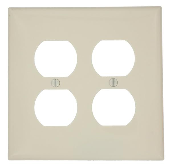 Leviton PJ82-A Almond 2-Gang Duplex Wallplate - Midway Size for Easy Installation