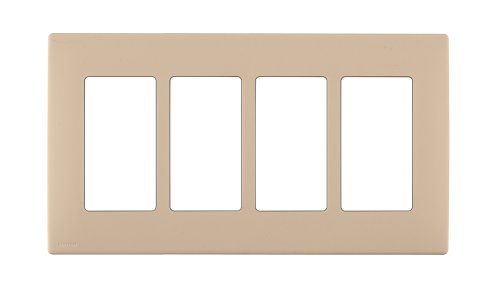 Leviton REWP4-DT Renu Four-Gang Wallplate in Dapper Tan - Screwless Design for Modern Homes