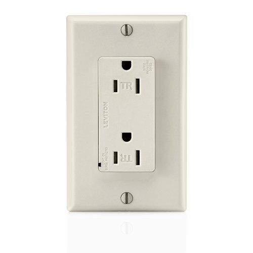 Leviton T5280-T 15A Surge Suppressor Receptacle - Tamper Resistant, Light Almond, Commercial Grade