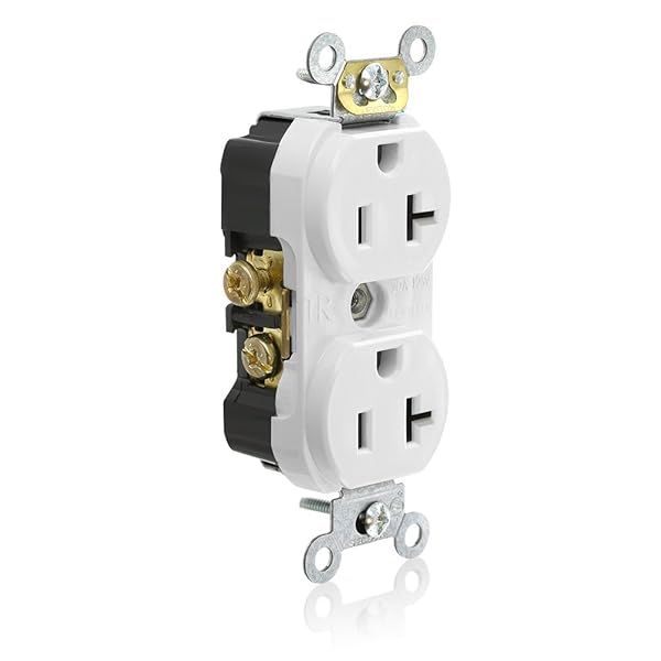 Leviton 20-Amp Tamper Resistant Duplex Receptacle - Commercial Grade, Side Wired, 125-Volt, White
